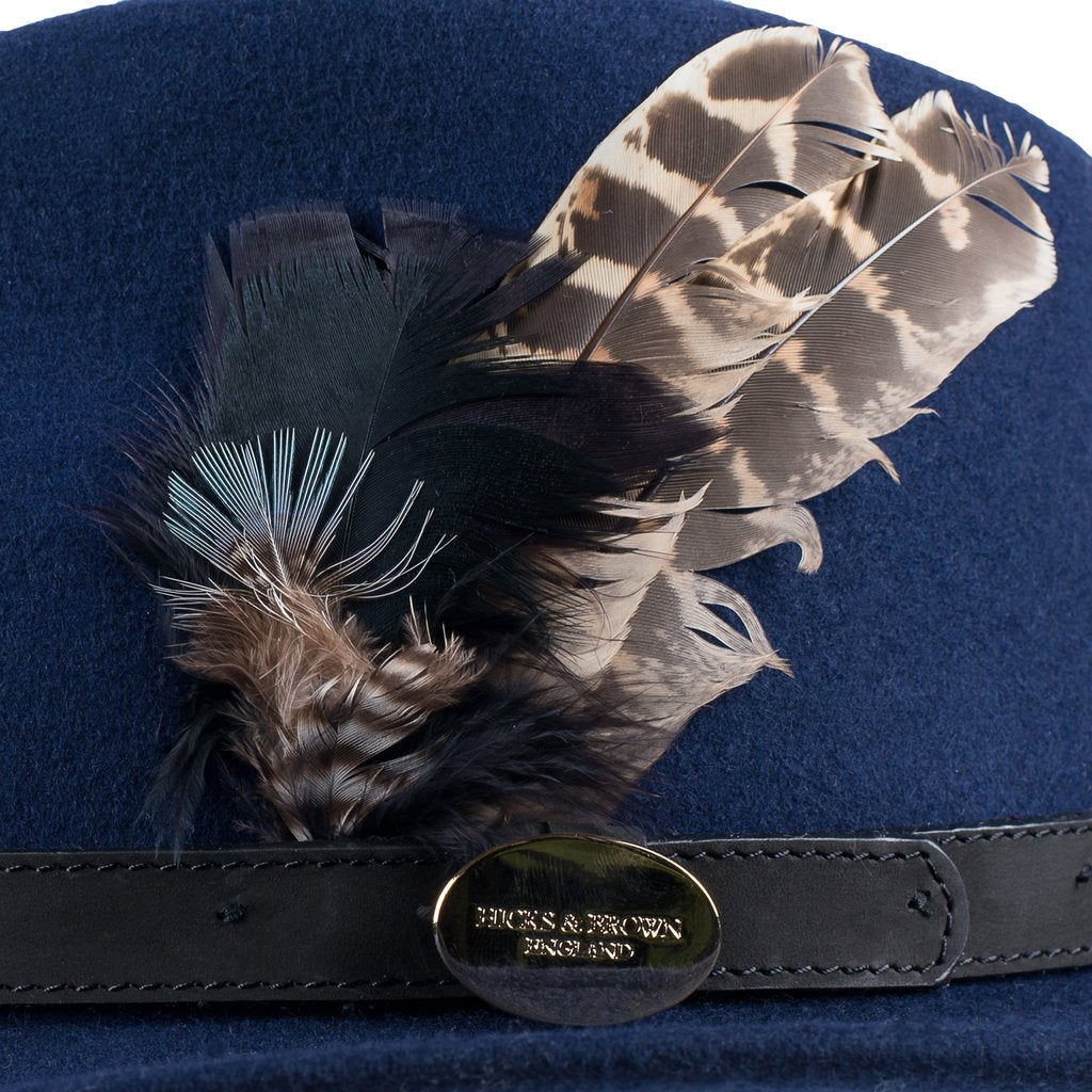 Hicks & Brown Fedora Hat Suffolk Navy Black Hen