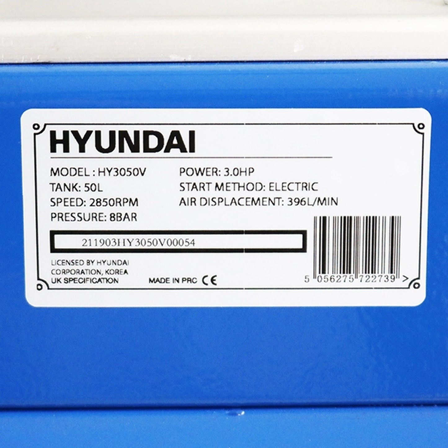 Hyundai HY3050V Electric Air Compressor 50L