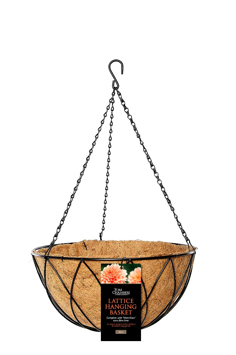 Tom Chambers Lattice Hanging Basket 35cm & Water Save Liner
