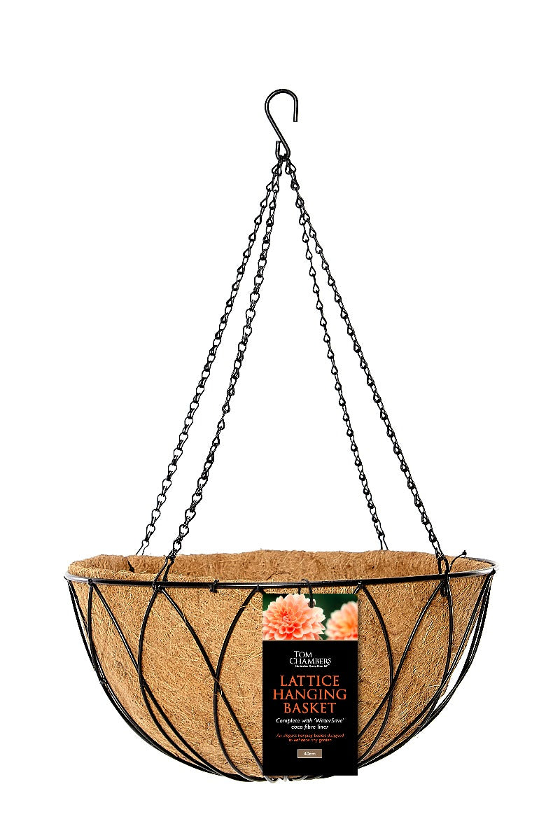 Tom Chambers Lattice Hanging Basket 35cm & Water Save Liner