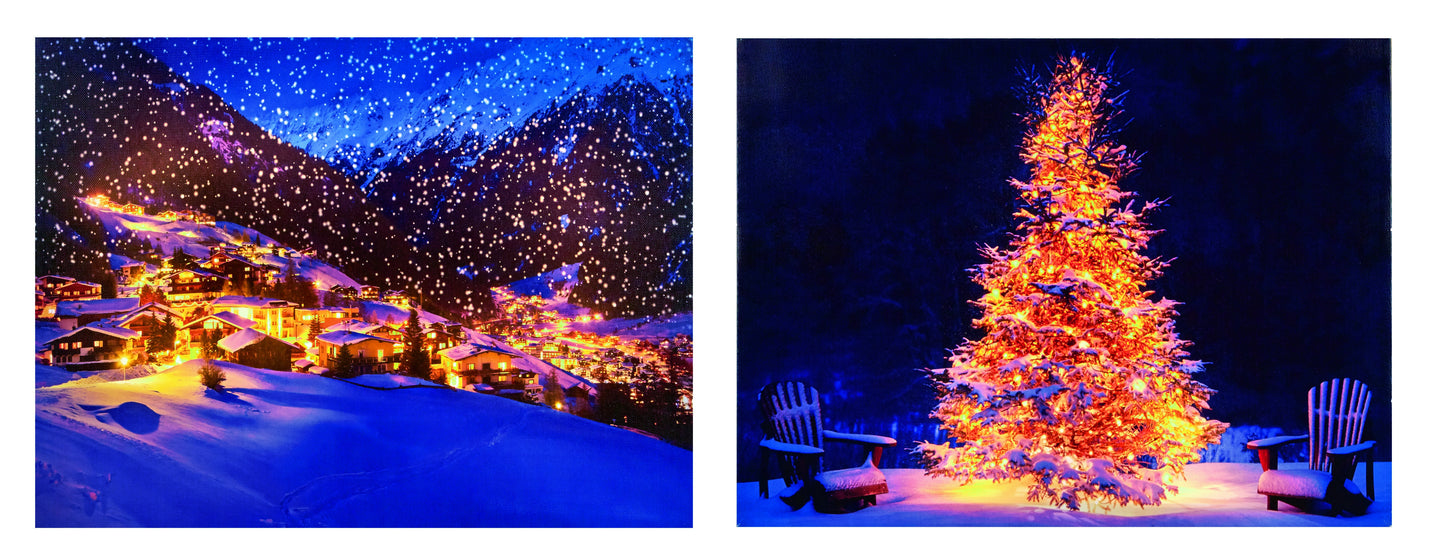 Premier Soft Glow Christmas Village Scene Canvas