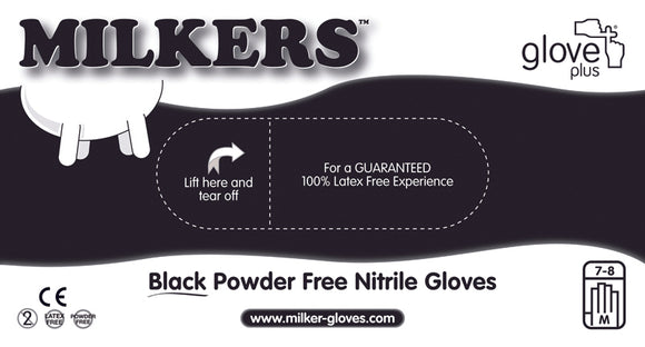 Glove Plus Milkers Nitrile Black Milking Gloves x100