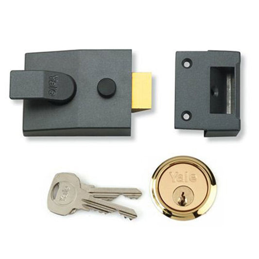 Yale YALP85DMGPB P85 Deadlocking Nightlatch DMG Finish Brass Cylinder 40mm