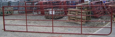 Tubular Field Gate with Gate Eyes Red 12' & 6 Rails