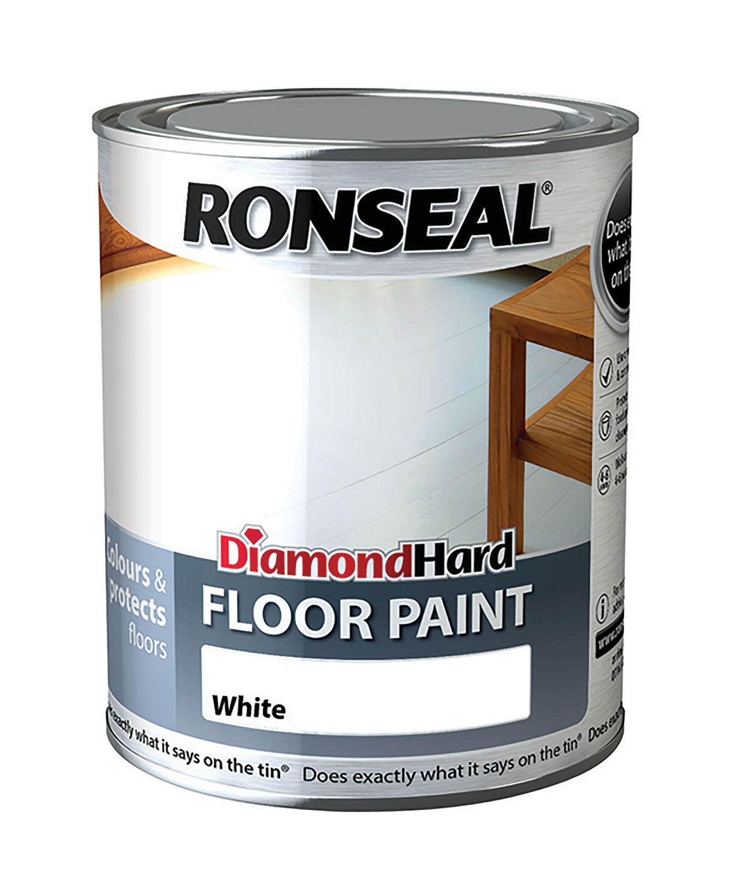 Ronseal Diamond Hard Floor Paint White Satin 2.5L