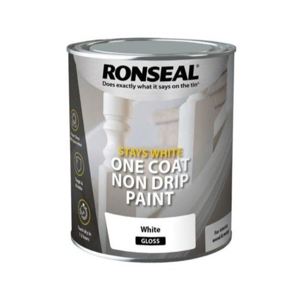 Ronseal Stays White One Coat Non-Drip Paint Gloss