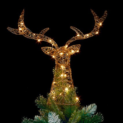Premier 42cm Lit Rose Gold Metal Stags Head