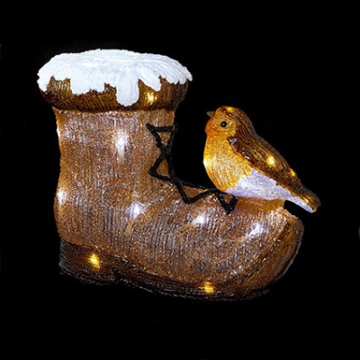 Premier LED Acrylic Boot & Robin with Timer