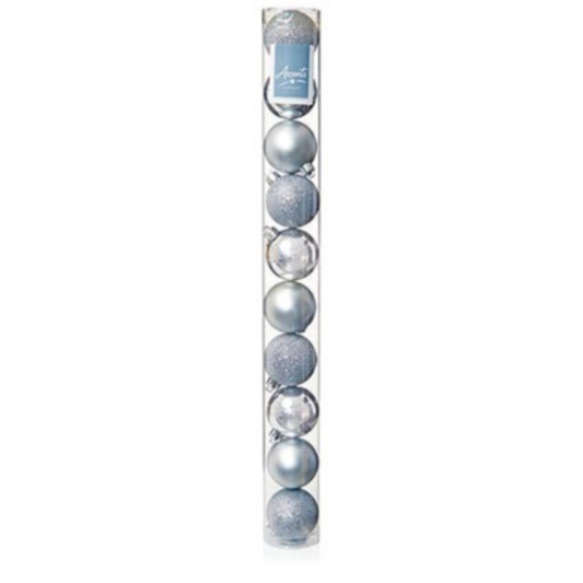 Premier Silver Multi Finish Christmas Baubles 10-Pack