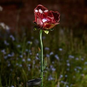 Smart Solar Garden Glass Rose Flower Solar Powered Light