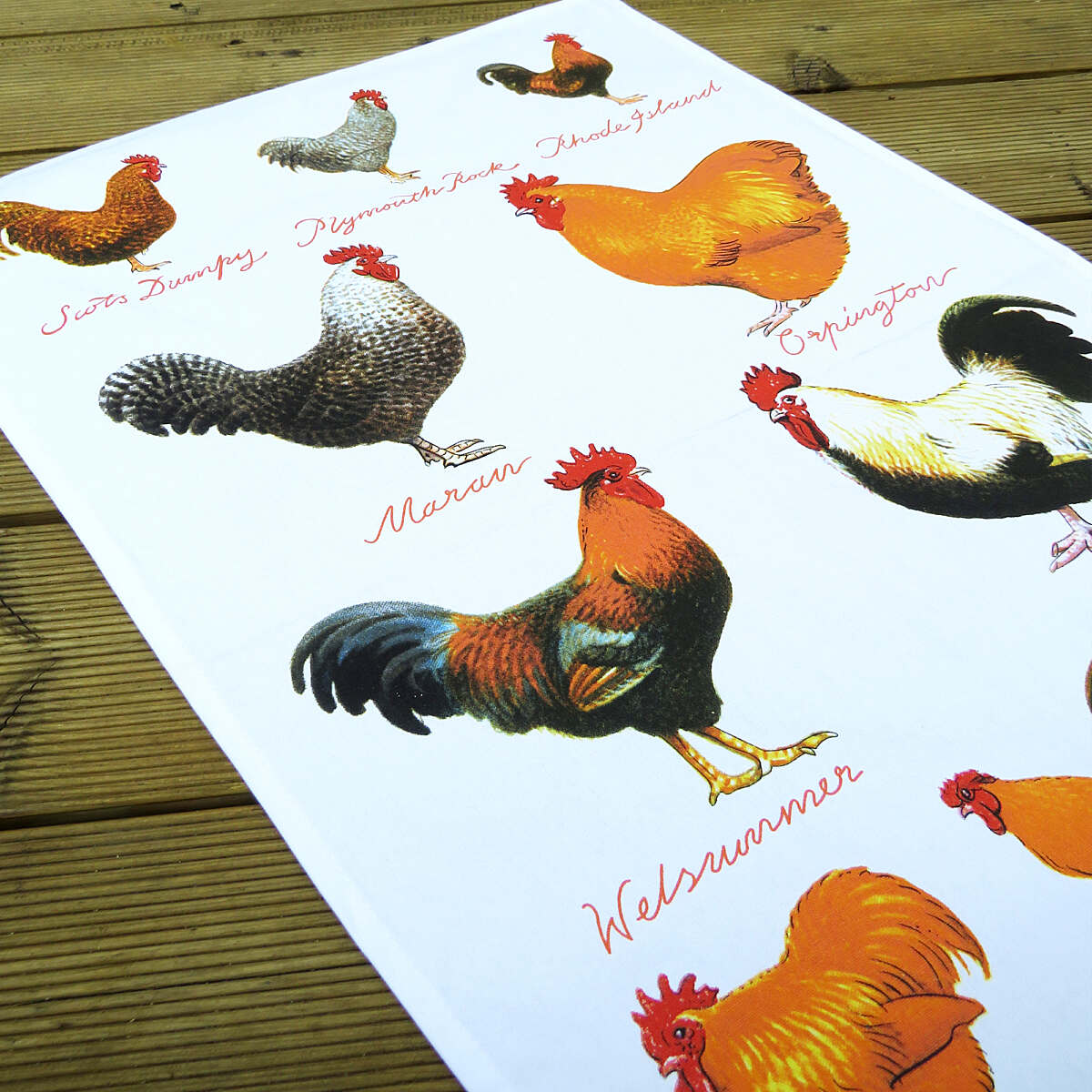 Samuel Lamont Chicken Breeds Tea Towel