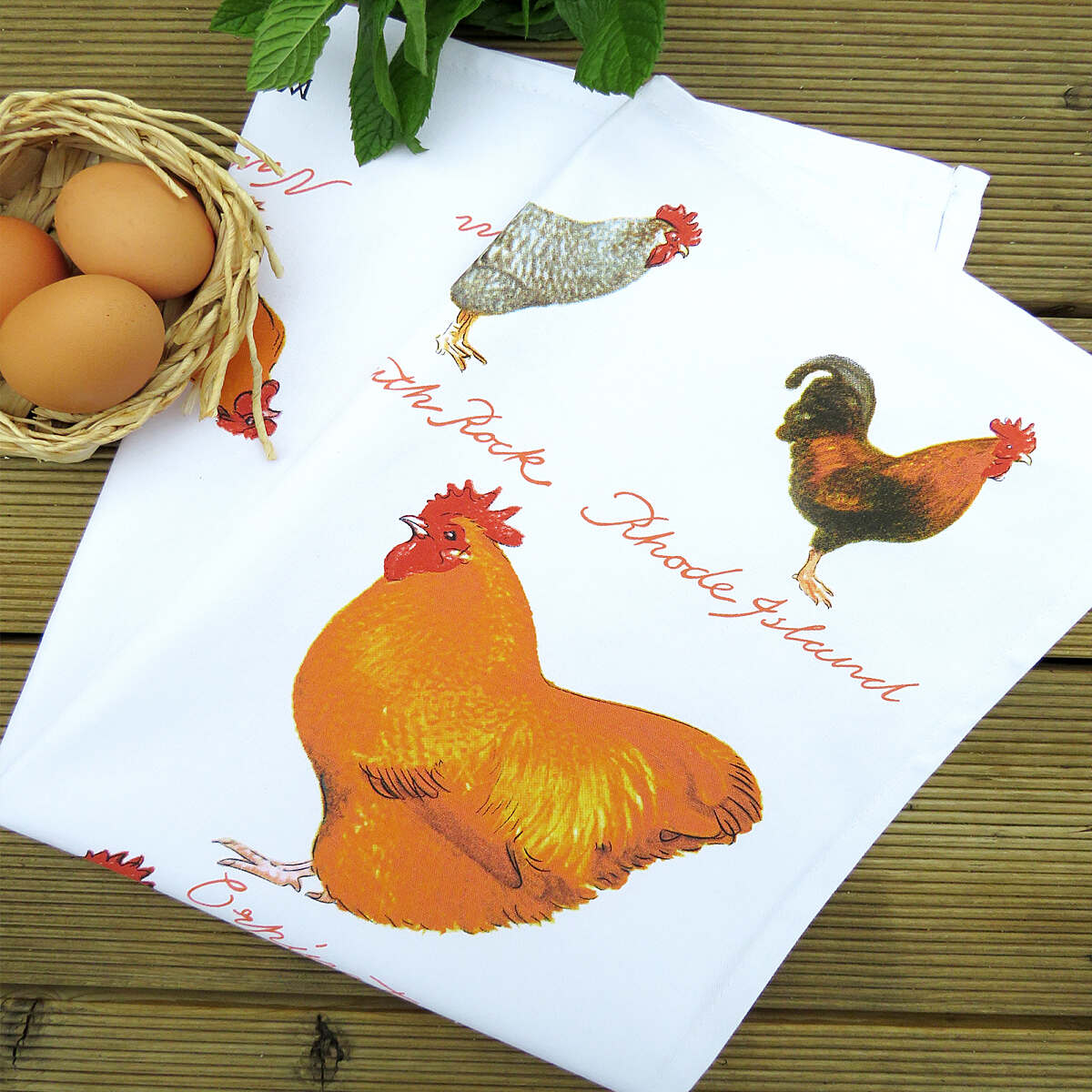 Samuel Lamont Chicken Breeds Tea Towel