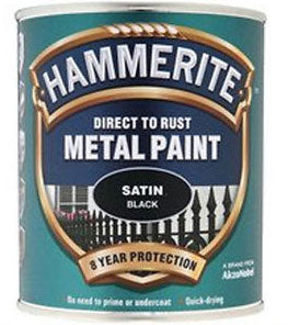 Hammerite Direct To Rust Metal Paint - Satin Finish in Black 750ml