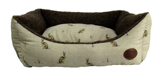 Snug & Cosy Nature Rectangular Hare Print Dog Bed 42”