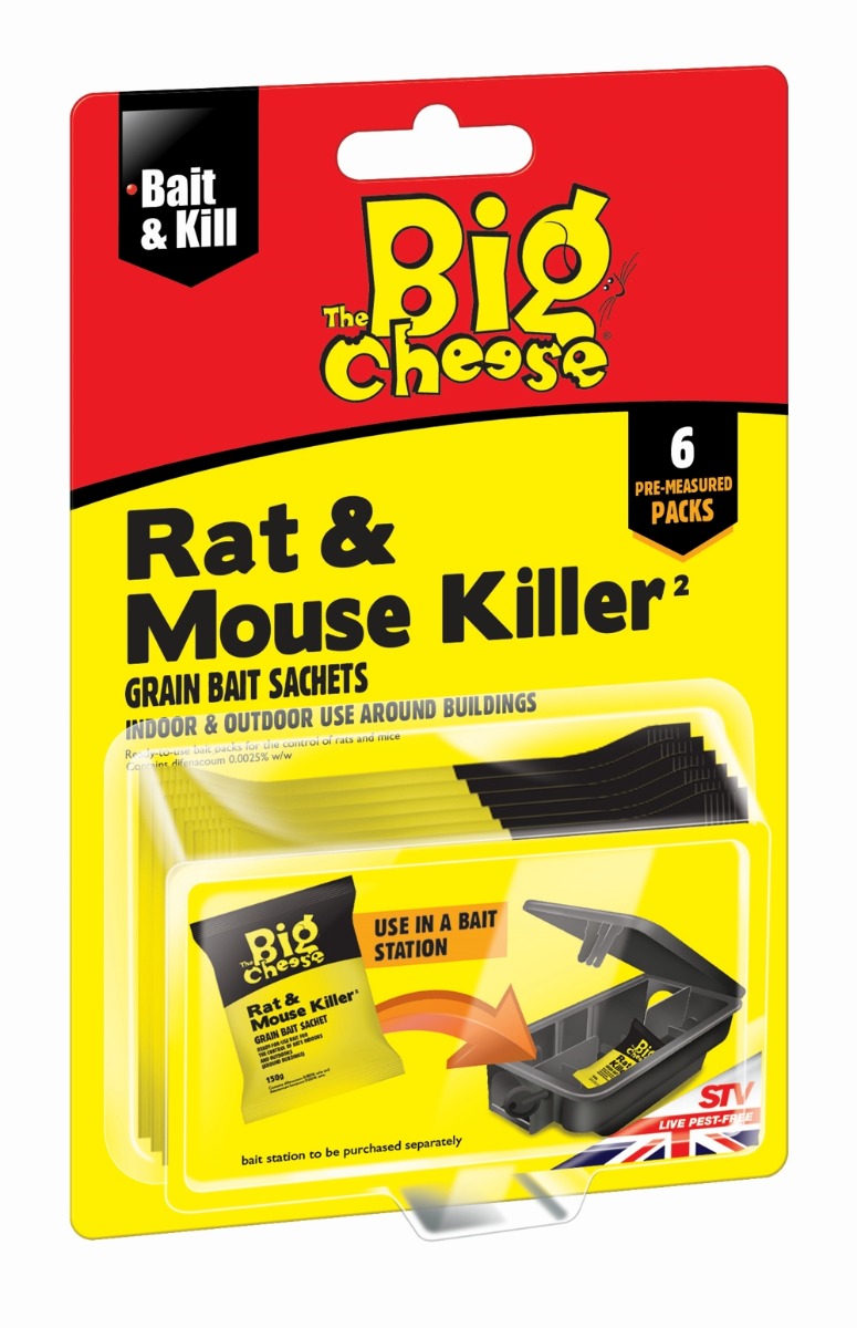 The Big Cheese Rat & Mouse Killer Grain Bait Sachets 6x25g