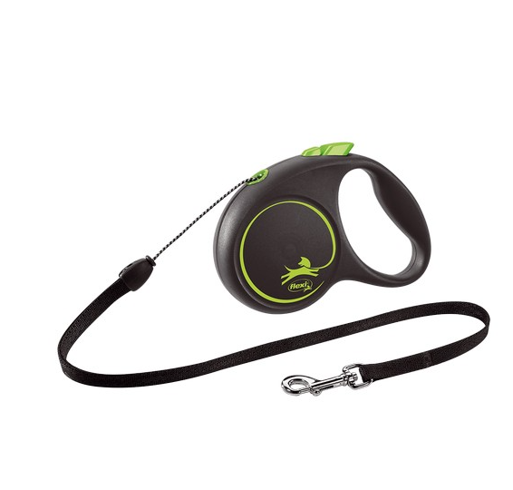 Flexi Lead Black Design Small Cord 5m Green