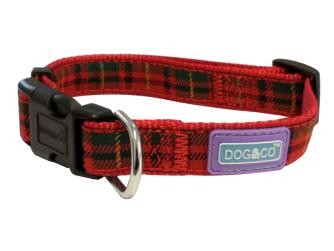 Dog & Co Red Tartan Dog Collar 10-14"