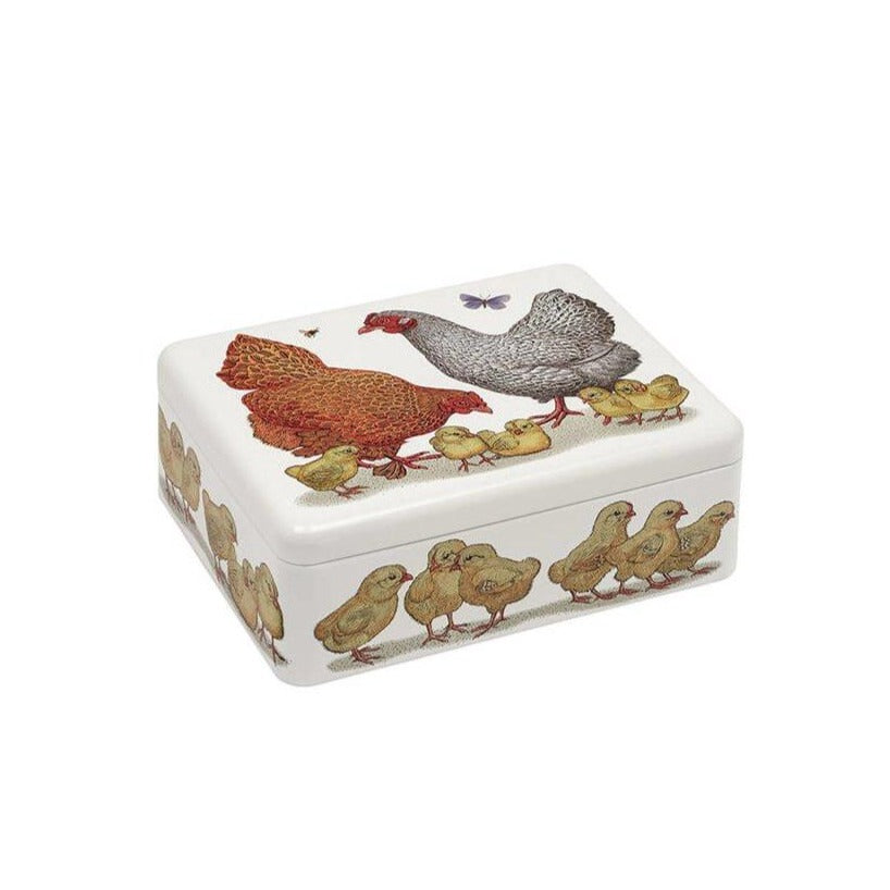 Chickens by Vanessa Lubach Large Square Tin