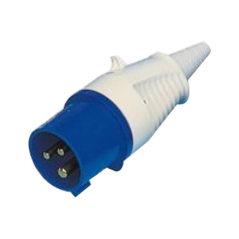 Walther Splashproof IP44 Male Plug Blue 230v & Cable Sleeve