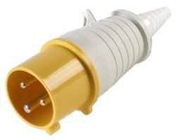 Walther Splashproof IP44 Male Plug Yellow 110v & Cable Sleeve