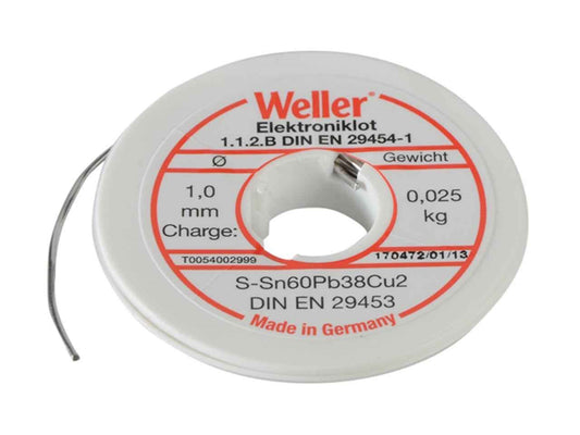Weller Electronic Resin Core Solder 1mm 25g 60/45