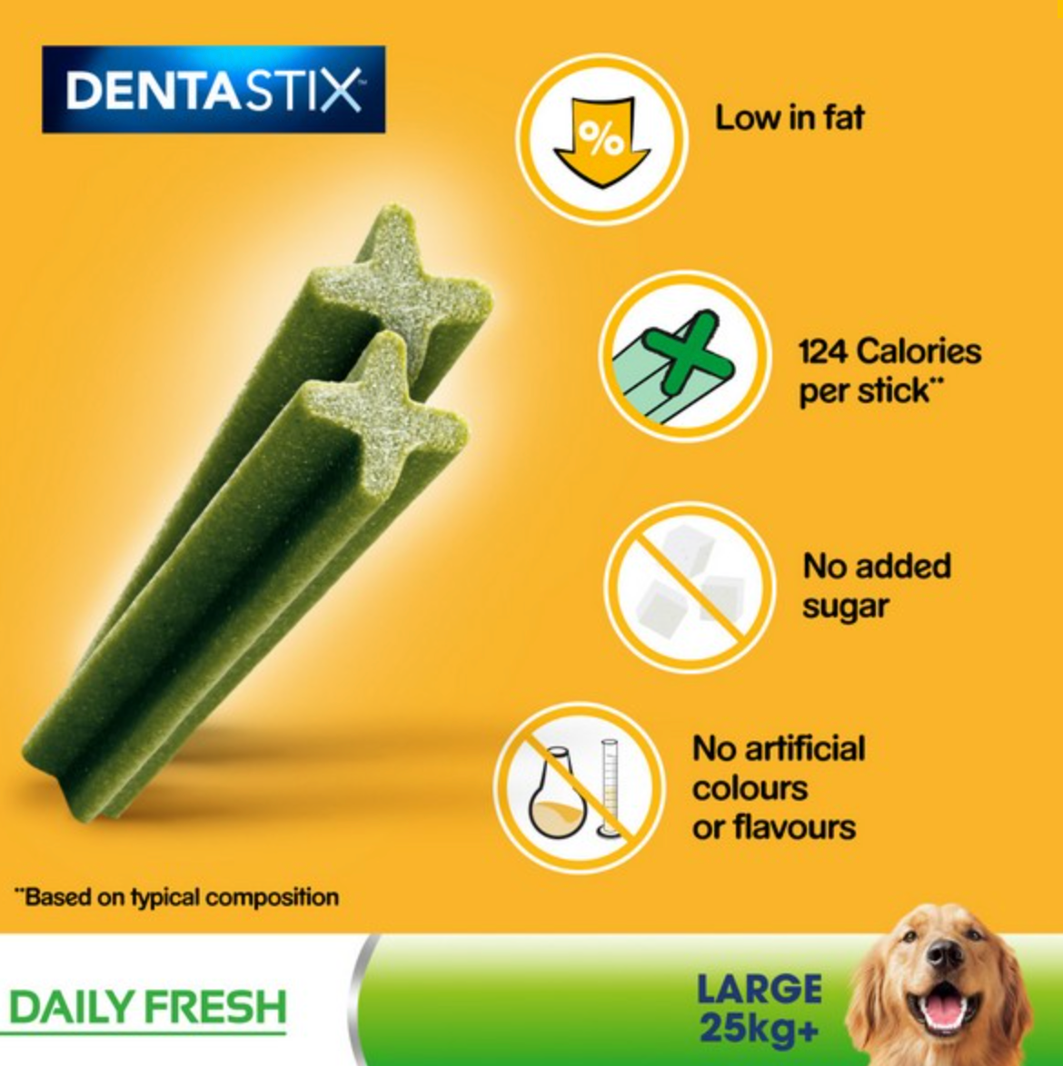 Pedigree Dentastix Fresh Daily Dental Chews Large Dog 4 Sticks