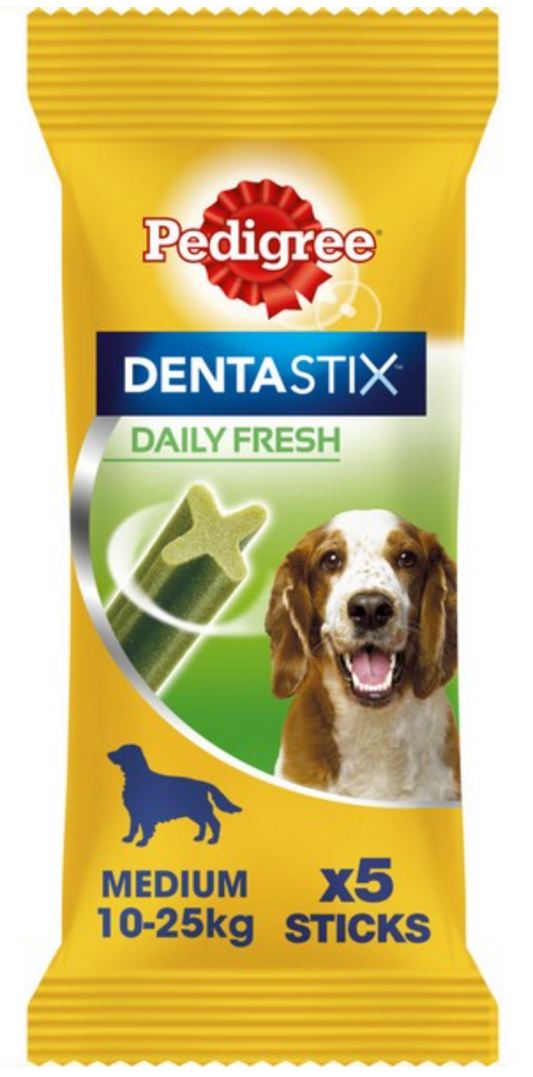 Pedigree Dentastix Fresh Daily Dental Chews Medium Dog 5 Sticks 